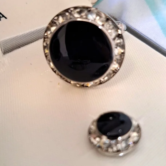 Like New Silver Onyx Men's Tuxedo Cufflinks - Picture 8 of 8